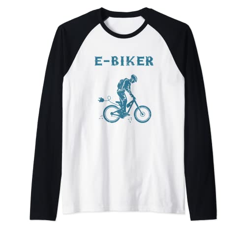 E-Biker Ebike Bicicleta eléctrica Ciclista Ciclismo Regalo Camiseta Manga Raglan
