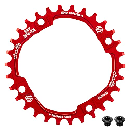 EASTERN POWER Plato 30 Dientes BCD 104, Plato BCD 104 Bicicleta Montaña, Aluminio Monoplato 30 Dientes MTB, Rojo(Incluye 4 Tornillos Plato)