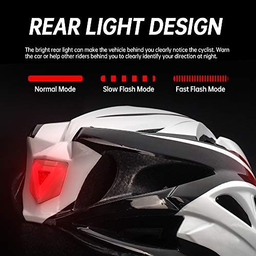 EASTINEAR Casco Bicicleta para Adultos con Gafas Hombre Mujer Casco Bicicleta con Luz de Seguridad LED Casco Ciclismo de Montaña y Carretera Tamaño Ajustable M/L 57-61cm (Naranja Azul)