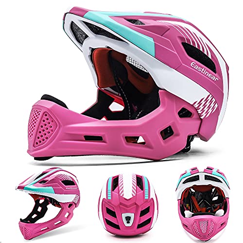 EASTINEAR Casco Bicicleta para Niños Casco Bicicleta Infantil Pequeños de Cara Completa para BMX 3-8 Años Casco Ciclo Multideportivo para Niños y Niñas Monopatín Scooter (Rosa)