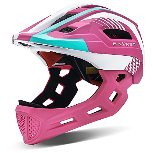 EASTINEAR Casco Bicicleta para Niños Casco Bicicleta Infantil Pequeños de Cara Completa para BMX 3-8 Años Casco Ciclo Multideportivo para Niños y Niñas Monopatín Scooter (Rosa)