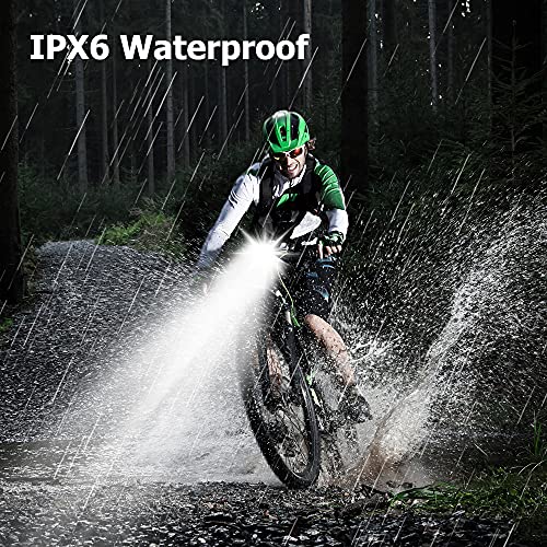 EBUYFIRE Luz Bicicleta LED Recargable USB, 6*LED 3000 Lumens Potente Luces Bicicleta Delantera y Trasera, 5200 mAh 5 Modos, IPX5 Impermeable Luces Apto para Todas Las Bicicletas