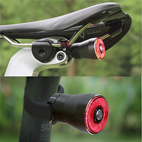 EBUYFIRE Luz Trasera de Bicicleta Inteligente Recargable USB, Super Brillante Rojo Luz LED Bici, Impermeable, Faro Trasero Bici para Máxima Seguridad de Ciclismo (Rojo)