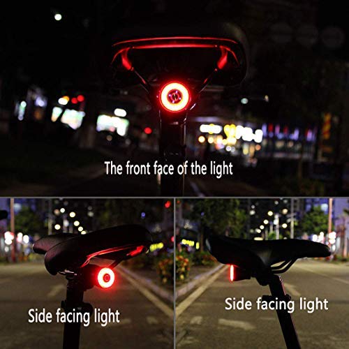 EBUYFIRE Luz Trasera de Bicicleta Inteligente Recargable USB, Super Brillante Rojo Luz LED Bici, Impermeable, Faro Trasero Bici para Máxima Seguridad de Ciclismo (Rojo)