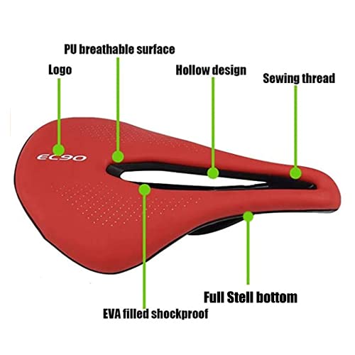 EC90 Sillín de Bicicleta Profesional, sillin Bicicleta Gel de suspensión, Asiento de Bicicleta cómodoy Transpirable, diseño ergonómico Adecuado para Bicicleta de montaña y Bicicleta de Carretera