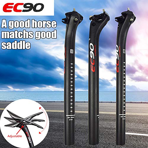 EC90 Tija de sillín de bicicleta, de carbono, 27,2/30,8/31,6 x 350 mm, tubo de sillín ajustable, adecuada para bicicleta de montaña