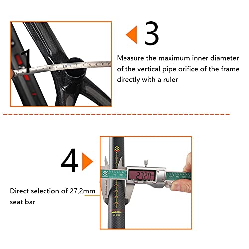 EC90 - Tija para sillín de bicicleta en fibra de carbono, ideal para bicicletas de montaña, carretera o MTB, 30.8 * 350mm