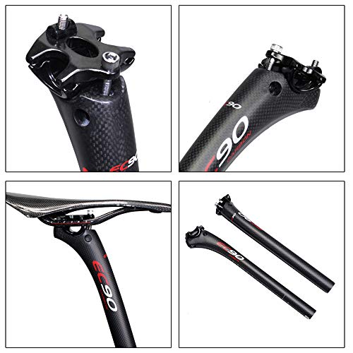 EC90 - Tija para sillín de bicicleta en fibra de carbono, ideal para bicicletas de montaña, carretera o MTB, 30.8 * 350mm