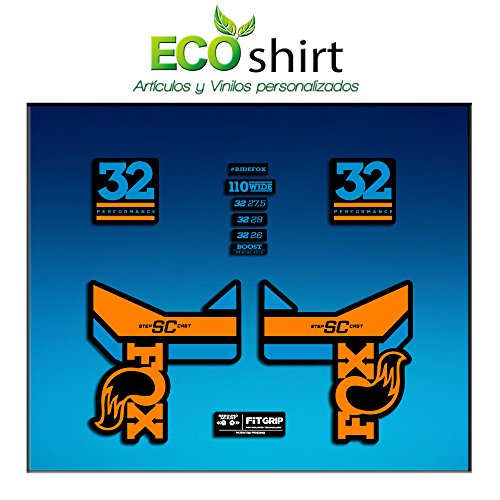 Ecoshirt LT-6G4O-YDDS Pegatinas Stickers Fork Fox 32 SC Performance 2017 Am83 Aufkleber Decals Autocollants Adesivi Forcela Gabel Fourche, Naranja