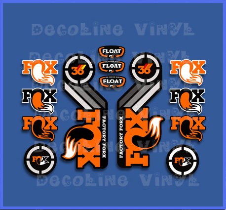 Ecoshirt Pegatinas Fork Fox Float 36 2015 Heritage Dp1087 Stickers Aufkleber Decals Autocollants Adesivi, Naranja