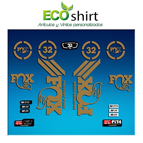 Ecoshirt Pegatinas Sticker Fork Fox 32 Am62 Aufkleber Decals Autocollants Adesivi Forcela Gabel Fourche, Gold