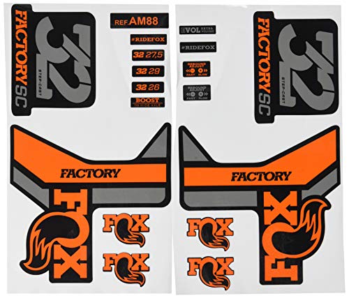 Ecoshirt Pegatinas Stickers Fork Fox 32 SC Factory 2017 Am88 Aufkleber Decals Autocollants Adesivi Forcela Gabel Fourche, Naranja Gris