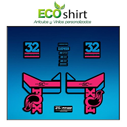 Ecoshirt Pegatinas Stickers Fork Fox 32 SC Performance 2017 Am83 Aufkleber Decals Autocollants Adesivi Forcela Gabel Fourche, Rosa Azul