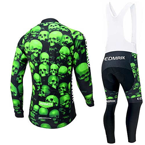 EDMRIK Conjunto de Ropa Ciclismo para Hombre Manga Larga, Traje Bicicleta Térmico y Pantalón de Ciclista Invierno Largo (XL, DCTIAM06)