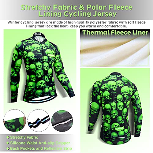 EDMRIK Conjunto de Ropa Ciclismo para Hombre Manga Larga, Traje Bicicleta Térmico y Pantalón de Ciclista Invierno Largo (XL, DCTIAM06)