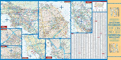 EE.UU. Suroeste-Suroeste Americano, mapa de carreteras. Escala 1:3.000.000. Borch.: American Southwest, Grand Canyon National Park, Las Vegas - The ... Area, Phoenix, San Diego, San Diego Downtown