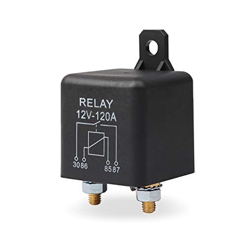 Ehdis Relés Coche 12V 120A 4 Pin Relay Box Negro batería de Coche para el Carro del vehículo automotor Pesado Van Barco Excavadora + 2 + 2 Borne de Contacto Huella