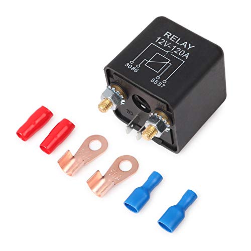 Ehdis Relés Coche 12V 120A 4 Pin Relay Box Negro batería de Coche para el Carro del vehículo automotor Pesado Van Barco Excavadora + 2 + 2 Borne de Contacto Huella