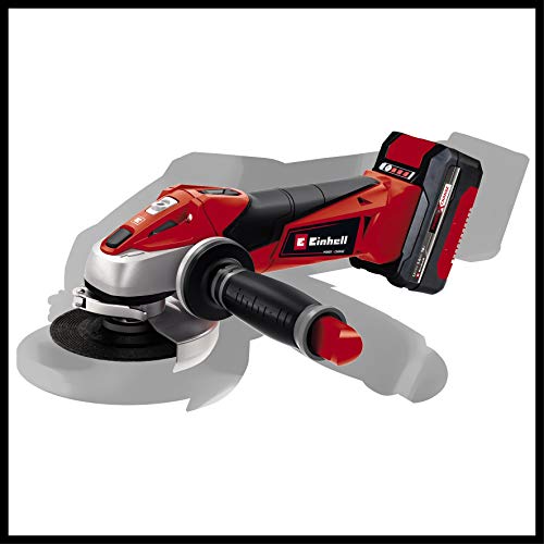 Einhell TC-AG 18/115 Amoladora inalámbrica Li Kit Power X-Change (Li-Ion, 18V, 8500rpm, profundidad de corte máx. 28 mm, incluidos batería y cargador de 3.0 Ah, estuche incluido, sin disco de corte)