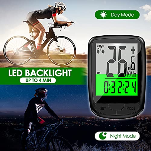 EIVOTOR Cuentakilómetros Inalámbrico Bicicleta,Ciclismo Ordenador Multifunción, Velocímetro Ciclismo Rastreador Impermeable con Pantalla LED de Retroiluminación para Ciclismo Speed Track Distancia