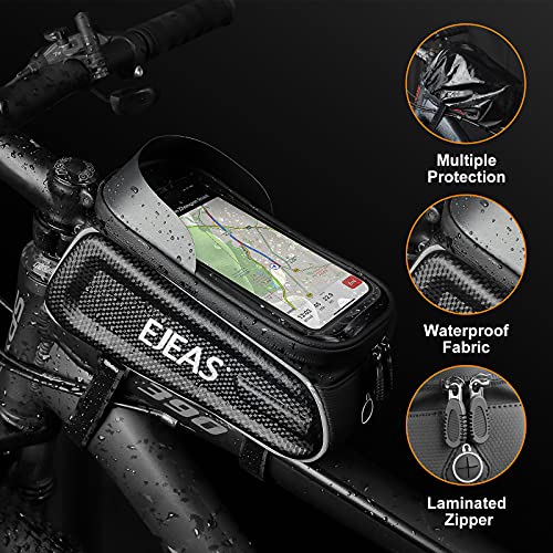 EJEAS Bolsa de Bicicleta, para Teléfono Inteligente de hasta 7 Pulgadas, con Pantalla Táctil Sensible a TPU, Porta Movil Bicicleta, Impermeable para Teléfono Móvil, Bicicleta de Montaña, Carretera