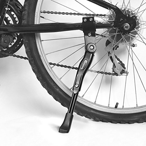 EKKONG Pata de Cabra Bicicletas, Aluminio Aleación Ajustable Bici Pata de Cabra Bicicleta Caballete Lateral con pie de Goma Antideslizante para Bicicletas 24"- 27"