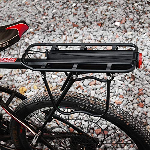 EKKONG Portaequipajes Bicicleta, Aleación de Aluminio Ajustable Portaequipaje Bicicleta Montaña con Reflector, Carga Máxima de 90 kg