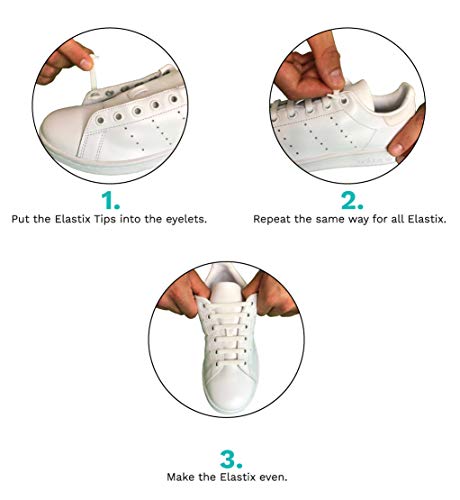 Elastix Sneaker Cordones Elásticos de Goma Sin Nudos para Adultos – Cordones Sin Nudos Planos Silicona para Ocio y Deporte