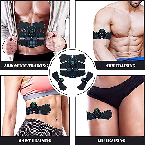 Electroestimulador Muscular, Abdominales Cinturón, Estimulador Muscular Abdominales, Masajeador Eléctrico Cinturón con USB, EMS Ejercitador del Abdomen/Brazo/Piernas/Cintura (Hombre/Mujer)