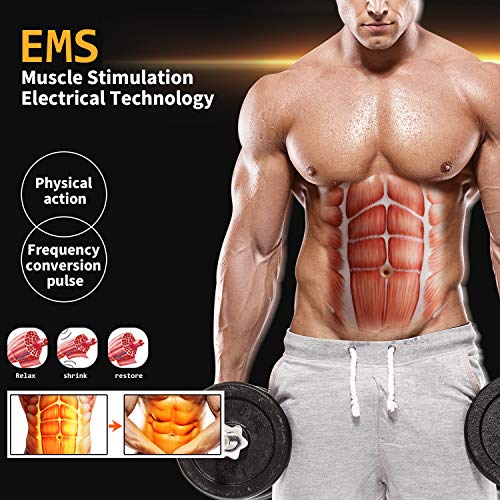 Electroestimulador Muscular, Abdominales Cinturón, Estimulador Muscular Abdominales, Masajeador Eléctrico Cinturón con USB, EMS Ejercitador del Abdomen/Brazo/Piernas/Cintura (Hombre/Mujer)