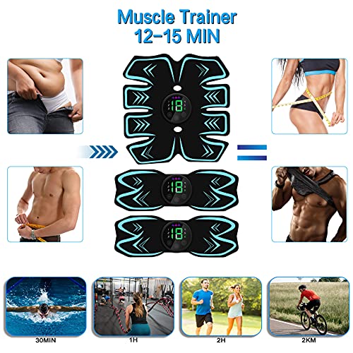 Electroestimulador Muscular Abdominales, EMS Estimulación USB Recargable ABS Trainer para Abdomen/Brazo/Piernas/Cintura