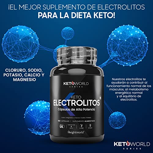 Electrolitos Keto 180 Cápsulas Vegano 6 Meses de Suministro - Con Cloruro de Sodio, Cloruro Potasio, Calcio, Potasio y Magnesio, Para Equilibrio de Electrolitos y Reduce Cansancio y Fatiga Dieta Keto