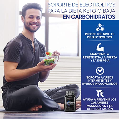 Electrolitos Keto 180 Cápsulas Vegano 6 Meses de Suministro - Con Cloruro de Sodio, Cloruro Potasio, Calcio, Potasio y Magnesio, Para Equilibrio de Electrolitos y Reduce Cansancio y Fatiga Dieta Keto