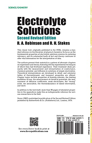 Electrolyte Solutions (Dover Books on Chemistry)