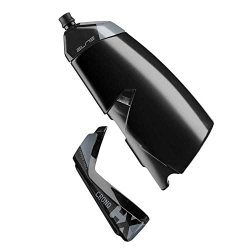 ELITE, Negro Kit portabidón + bidón CRONO CX Aero 2021 500 ml, Carbono, Unisex Adulto