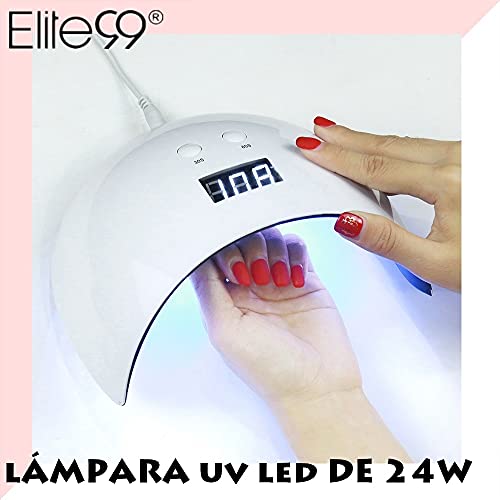 Elite99 Lámpara UV LED para Uñas 24w, 12 Colores Kit de Esmaltes Semipermanentes en Gel UV LED, Base y Top Coat, Removedor de Uñas 001
