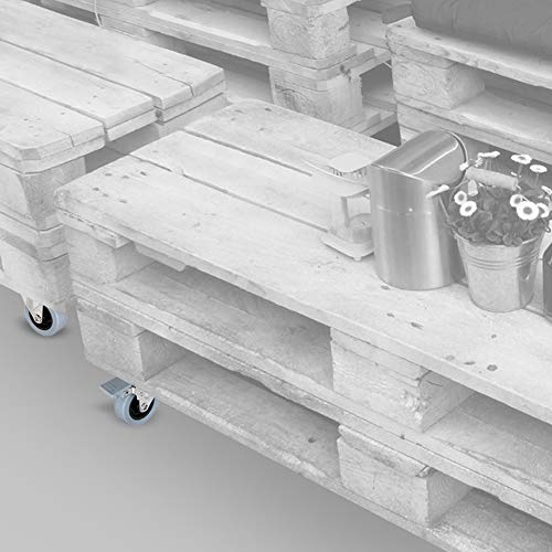 EMUCA - Lote de 4 Ruedas pivotantes para Mueble Ø75mm con Placa de Montaje y rodamiento de Bolas, Ruedas de Goma para Muebles Color Gris