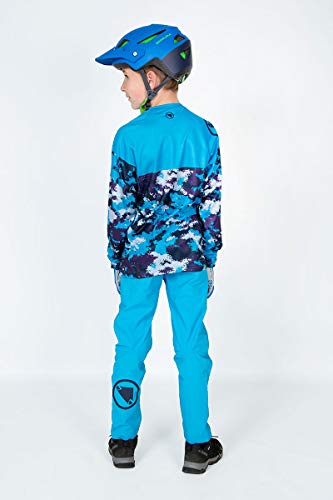 Endura Camiseta de ciclismo de manga larga para niños MT500JR, azul eléctrico, S