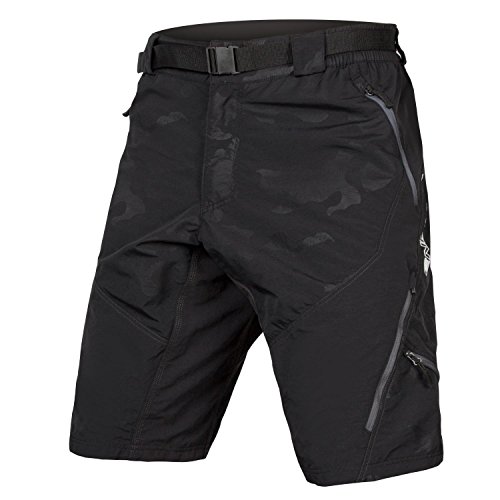 Endura Hummvee - Pantalón corto de ciclismo para bicicleta de montaña con forro, Negro camuflado, Small