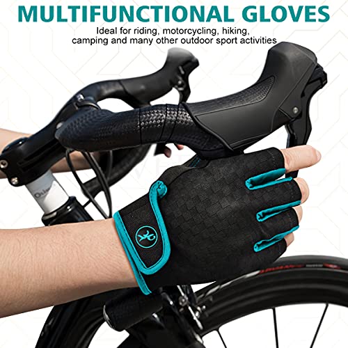 ENONEO Guantes Ciclismo Gel Hombre Mujer Guantes Bici Montaña Verano Antideslizante Transpirable Guantes MTB Guantes Bicicleta Medio Dedo para Moto Ciclismo Escalar Senderismo Deportivos (Azul XL)