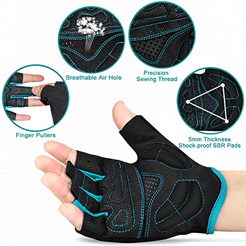 ENONEO Guantes Ciclismo Gel Hombre Mujer Guantes Bici Montaña Verano Antideslizante Transpirable Guantes MTB Guantes Bicicleta Medio Dedo para Moto Ciclismo Escalar Senderismo Deportivos (Azul XL)