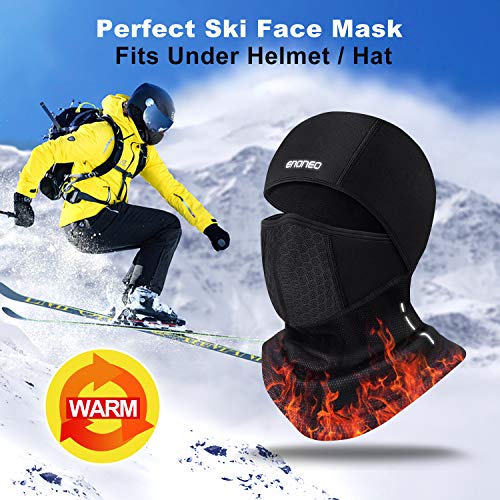 ENONEO Pasamontañas Moto Invierno Transpirable Balaclava Térmica Forro Polar Sotocasco Ciclismo a Prueba de Viento Braga Cuello Hombre y Mujere para Moto Esquí Escalada Bicicleta Caza Correr (Negro)