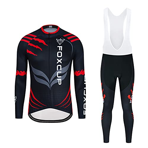 Equipacion Ciclismo Hombre,Hombres De Bicicleta con 9D GelAcolchado MTB Ciclismo Maillots (Red-A,XXL)