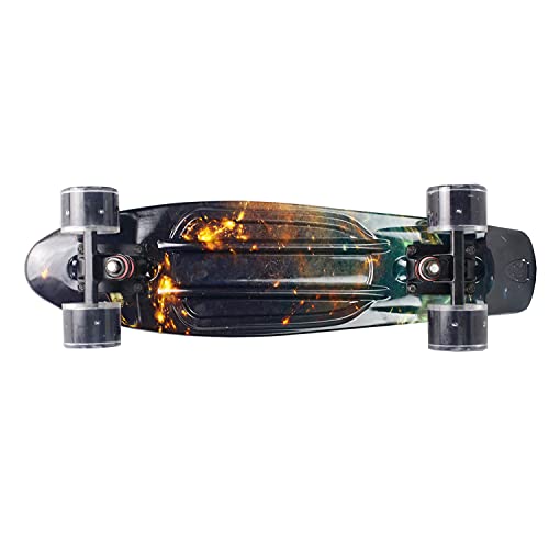 Eseewin 22"x6 Monopatín Mini Cruiser Completo para Principiantes Jóvenes Adolescentes Niñas Niños con Ruedas LED (Phantom)