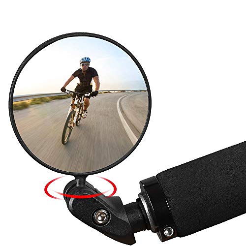 Espejo Retrovisor Bicicleta 1 Pieza Espejo Retrovisor para Bicicleta Rotación de 360 Grados Ajustable con Espejo Convexo para Diámetro Interior Manillar 17,4-22 mm Bicicleta de Carretera Montaña