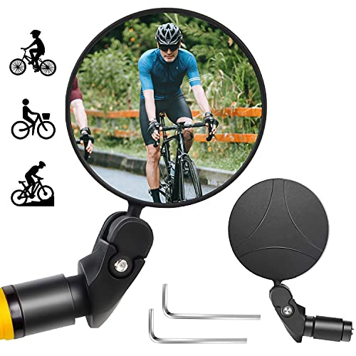 Espejo Retrovisor Bicicleta,Espejo Retrovisor De Bicicleta Hd Convexo,360 Grados Giratorio,Espejo Gran Angular,Bicicleta Montaña, Bici EléCtrica,Bici Carretera Manillar Espej Accesorios Bicicleta