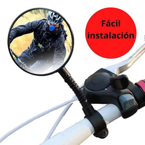 Espejo Retrovisor de Bicicleta 360° | Espejo Bici Ajustable para el Manillar|Espejor Rotativo Universal con Ángulo Amplio para Carreteras | Seguridad en la Carretera para los Ciclistas