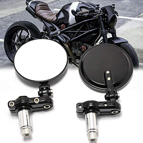Espejos universales negros para motocicleta, espejos retrovisores ovalados con extremo de barra de manija de 7/8"para Scooter Cruiser Chopper Street Bike