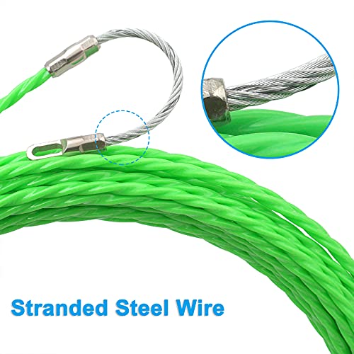 Espiral retráctil de poliéster de 15 m, con muelle guía, cinta de arrastre de 4,5 mm de diámetro, cinta de arrastre ideal para la colocación de cables, tubos vacíos, color verde