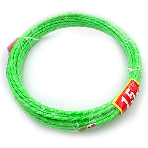 Espiral retráctil de poliéster de 15 m, con muelle guía, cinta de arrastre de 4,5 mm de diámetro, cinta de arrastre ideal para la colocación de cables, tubos vacíos, color verde